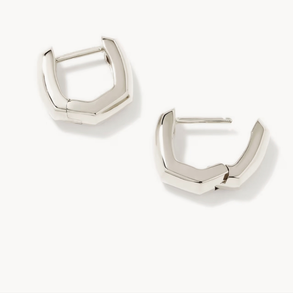 Kendra Scott Silver Huggie Earrings - Picture 2 of 4